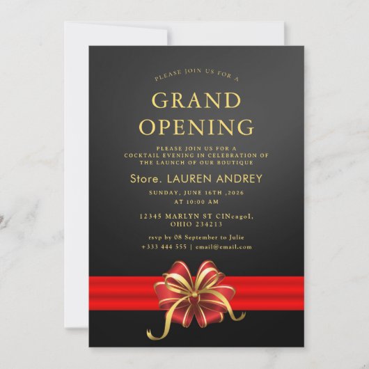 Elegant Minimalist Grand Opening Invitation Kaart (Voorkant)