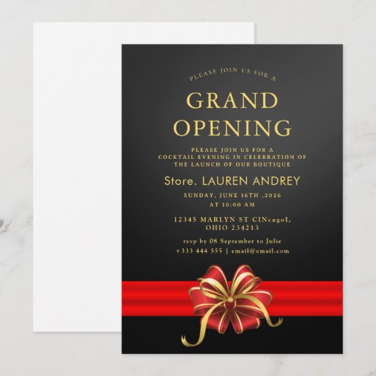 Elegant Minimalist Grand Opening Invitation Kaart (Voorkant / Achterkant)