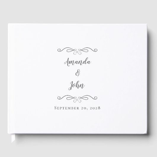 Elegant minimalist Gray Chic Calligraphy Wedding Gastenboek (Voorkant)