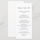 Elegant Minimalist Gray White Wedding Menu (Voorkant / Achterkant)