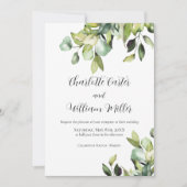 Elegant minimalist Green Botanicals Wedding Kaart (Voorkant)