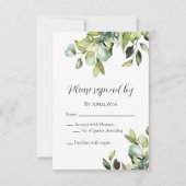 Elegant minimalist Green Botanicals Wedding RSVP Kaartje (Voorkant)