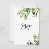 Elegant minimalist Green Botanicals Wedding RSVP Kaartje (Achterkant)