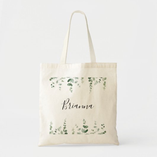 Elegant minimalist Green Eucalyptus Bridesmaid Tote Bag (Voorkant)