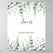 Elegant minimalist Green Eucalyptus Favors Sign Poster (Voorkant)