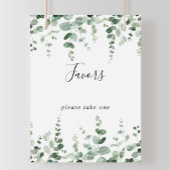 Elegant minimalist Green Eucalyptus Favors Sign Poster