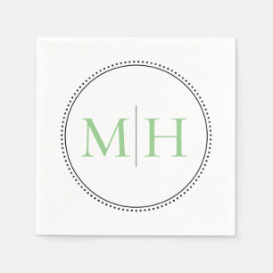 Elegant minimalist Green Monogram Weddenschap Servet