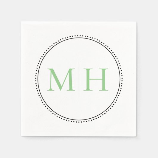 Elegant minimalist Green Monogram Weddenschap Servet (Voorkant)