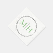 Elegant minimalist Green Monogram Weddenschap Servet (Hoek)