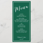 Elegant Minimalist Green Wedding Flat Menu Card (Voorkant)
