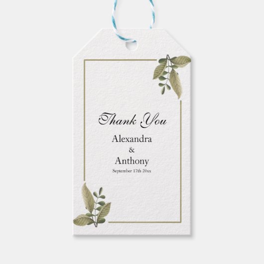 Elegant Minimalist Greenery Wedding Cadeaulabel (Voorkant)