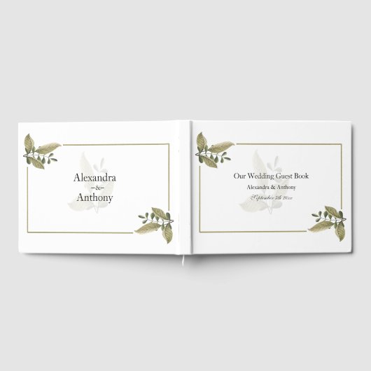 Elegant Minimalist Greenery Wedding Guest Book Gastenboek (Volledig)
