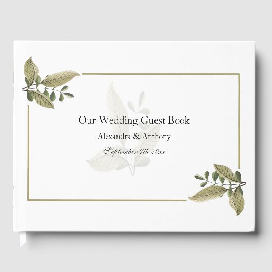 Elegant Minimalist Greenery Wedding Guest Book Gastenboek (Voorkant)