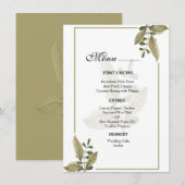 Elegant Minimalist Greenery Wedding  Menu (Voorkant / Achterkant)