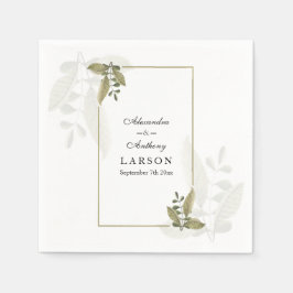 Elegant Minimalist Greenery Wedding Napkins Servet