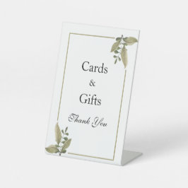 Elegant Minimalist Greenery Wedding  Pedestal Reclamebord Met Voetstuk