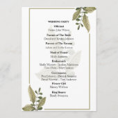 Elegant Minimalist Greenery Wedding Program Programmakaart (Achterkant)