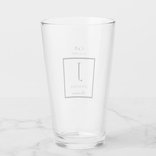 Elegant minimalist Groomsman Monogram script Glas (Achterkant)