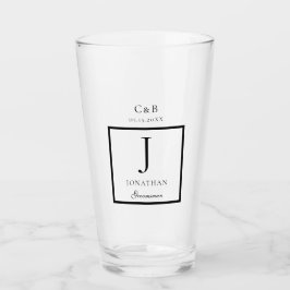 Elegant minimalist Groomsman Monogram script Glas