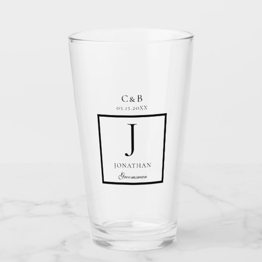 Elegant minimalist Groomsman Monogram script Glas (Voorkant)