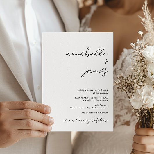 Elegant Minimalist Handwritten Script Wedding Kaart