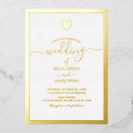 Elegant Minimalist Heart Photo Wedding Party Folie Uitnodiging