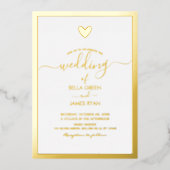 Elegant Minimalist Heart Photo Wedding Party Folie Uitnodiging (Voorkant)