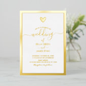Elegant Minimalist Heart Photo Wedding Party Folie Uitnodiging (Staand Voorkant)