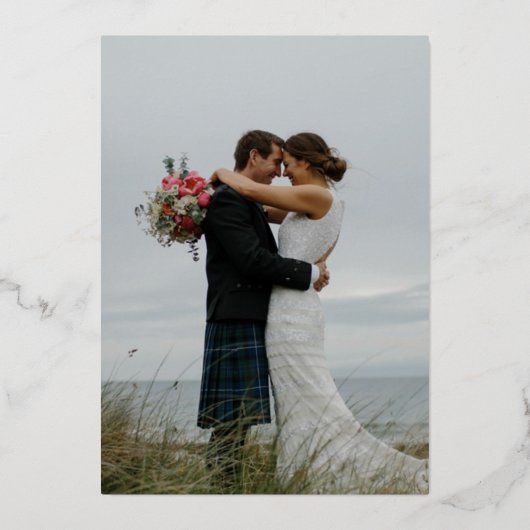 Elegant Minimalist Heart Photo Wedding Party Folie Uitnodiging (Achterkant)