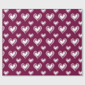Elegant Minimalist Hollow Hearts | Merlot Red Cadeaupapier (Vlak)
