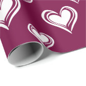 Elegant Minimalist Hollow Hearts | Merlot Red Cadeaupapier (Rol Hoek)