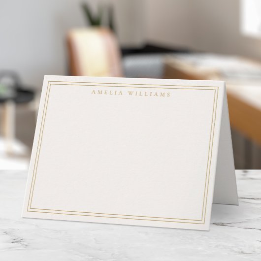 Elegant Minimalist Ivory Gold Two Border Notitiekaartje