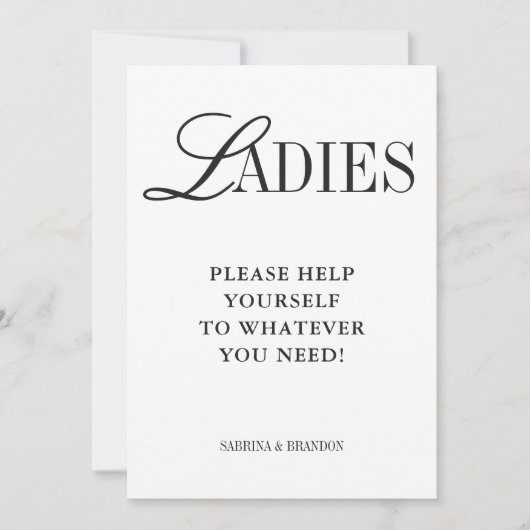 Elegant Minimalist Ladies Bathroom Basket Sign Kaart (Voorkant)