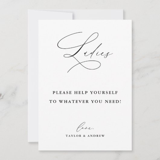 Elegant Minimalist Ladies Bathroom Basket Sign Kaart (Voorkant)