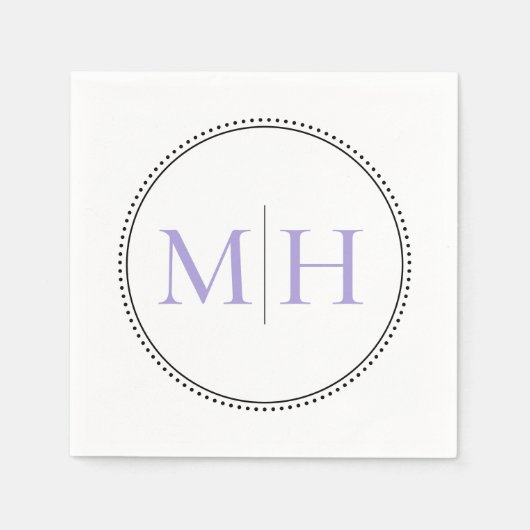 Elegant minimalist Lavender Monogram Weddenschap Servet (Voorkant)