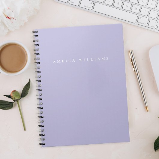 Elegant Minimalist Lavender Purple Monogram Notitieboek