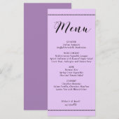 Elegant Minimalist Lavender Wedding Flat Menu Card (Voorkant / Achterkant)