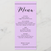 Elegant Minimalist Lavender Wedding Flat Menu Card (Voorkant)