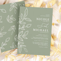 Elegant minimalist Leaves Sage Wedding