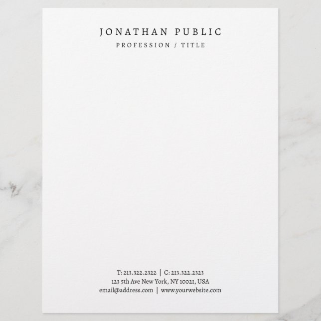 Elegant Minimalist Letterhead Black And White Briefhoofd (Voorkant)