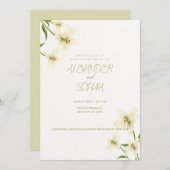 ELEGANT MINIMALIST LILY WEDDING INVITATION  KAART (Voorkant / Achterkant)