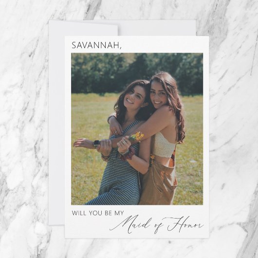 Elegant Minimalist Maid of Honor proposal Foto Kaart
