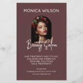 Elegant minimalist maroon beauty salon flyer (Voorkant)