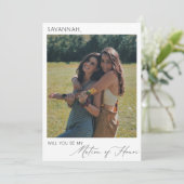 Elegant Minimalist Matron of Honor proposal Foto Kaart (Staand voorkant)