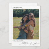 Elegant Minimalist Matron of Honor proposal Foto Kaart (Voorkant / Achterkant)