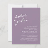 Elegant minimalist Mauve Paars downsized bruiloft Kaart (Voorkant)