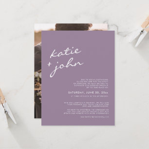 Elegant minimalist Mauve Paars downsized bruiloft Kaart