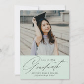 Elegant Minimalist Mint Green Photo Afstuderen Aankondiging (Voorkant)