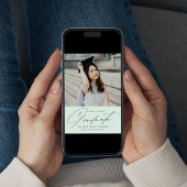 Elegant Minimalist Mint Green Photo Afstuderen Aankondiging