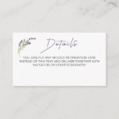 Elegant minimalist Mode Lavender Wedding Detail Informatiekaartje (Voorkant)